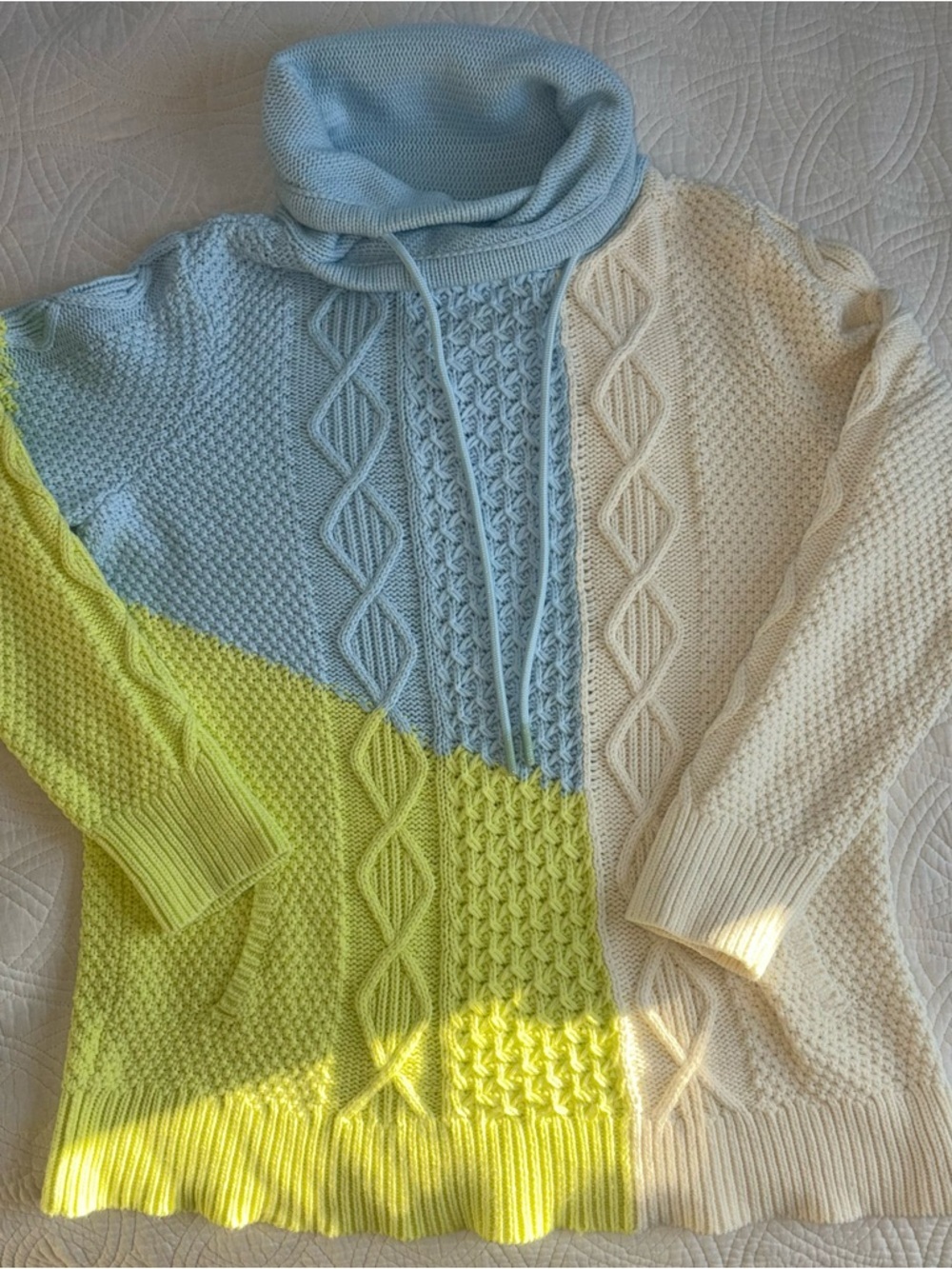 L.L. Bean Cable Knit Large Signature Cotton Funnel Neck Sweater - Picture 2 of 6